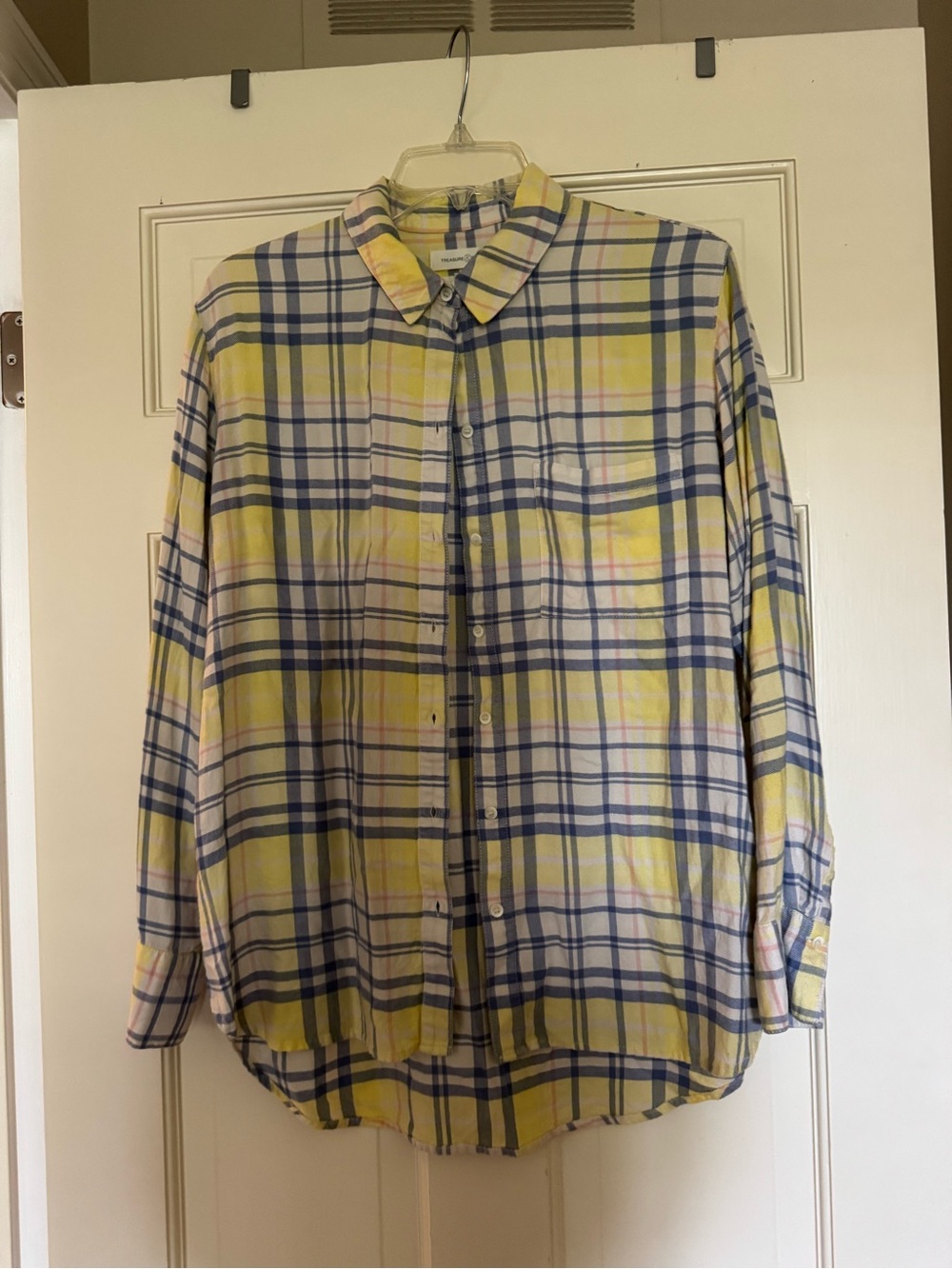 Yellow Plaid Button-Up Shirt - Classic women’s Long Sleeve